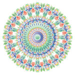 多彩圆形清新数码印花图案