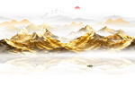 金色山水风景画