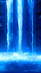 梦幻蓝色瀑布光影场景