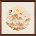 中式山水圆形装饰画