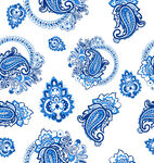 蓝白佩斯利花纹图案设计