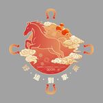 马年祥瑞图 好运 地贴 文化墙