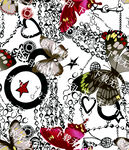 多彩图案 面具蝴蝶与装饰元素