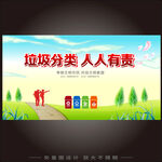 垃圾分类形象画展板