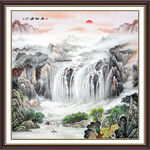 旭日东升国画山水图