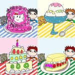 卡通手绘蜡笔画蛋糕分层PSD