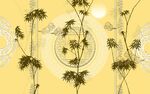 黄色竹子图案背景墙