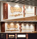 整套整面竖版文化墙模板设计