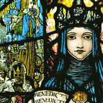 中世纪修女彩色玻璃画