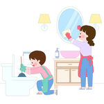 家庭大扫除打扫卫生刷马桶擦镜子