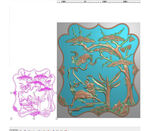 麒麟送书松树门板精雕图灰度浮雕