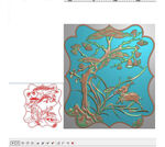 松树麒麟门板兰花精雕图灰度浮雕