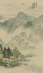 古风水墨山水画玄关画