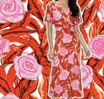 花卉印花长裙女性形象