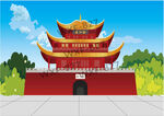 中国古代建筑岳阳楼矢量图片