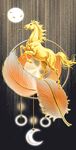 梦幻金色飞马悬浮于月景中