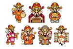 搞钱财神吉祥物贴纸素材