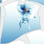 蓝色花朵图案创意T恤设计