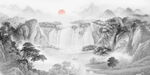 水墨山水电视背景墙