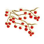 红色浆果树枝插画 矢量图