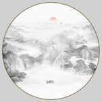 圆形山水水墨画