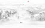 新中式水墨山水画