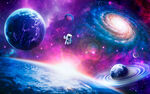 太空宇航员星球宇宙黑洞银河背景
