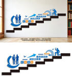 企业服务诚信励志文化阶梯墙