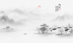 中国风水墨江南水乡背景图