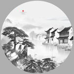 意境水墨山水画