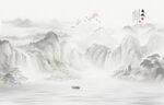 新中式屏风山水画