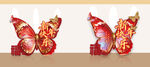 新年红色喜庆蝴蝶美陈