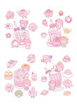 可爱粉色卡通贴纸图案