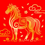 手绘马年插画
