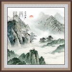 国画旭日东升山水壁画