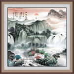 旭日东升山水国画