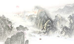 新中式古风水墨山水画背景墙