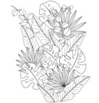 手绘热带植物花卉图案 矢量图 