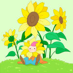 春天向日葵小精灵生机勃勃插画