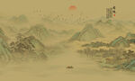 中国风江山如画背景壁画