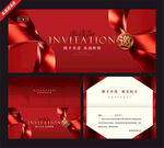 红色优雅婚礼邀请函设计