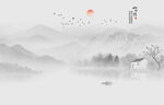 水墨山水风景画壁画