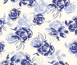 蓝白花卉无缝图案