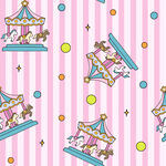 粉色条纹背景的旋转木马图案