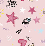 可爱卡通星星爱心背景图