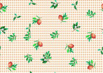 草莓绿叶格子图案背景