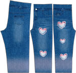爱心装饰牛仔长裤