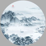 圆形山水画