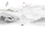 山水意境中国风水墨画