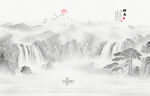 国画山水画背景墙